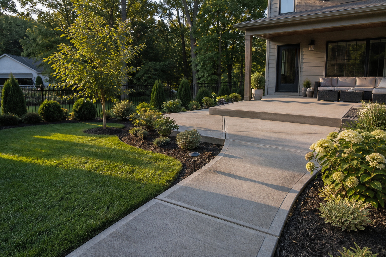 Concrete patio and outdoor living surface