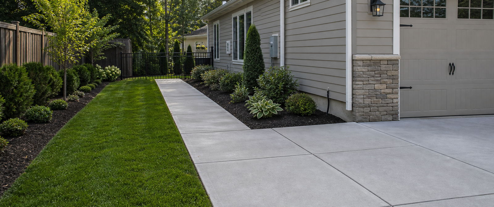 Concrete driveway extension before and after